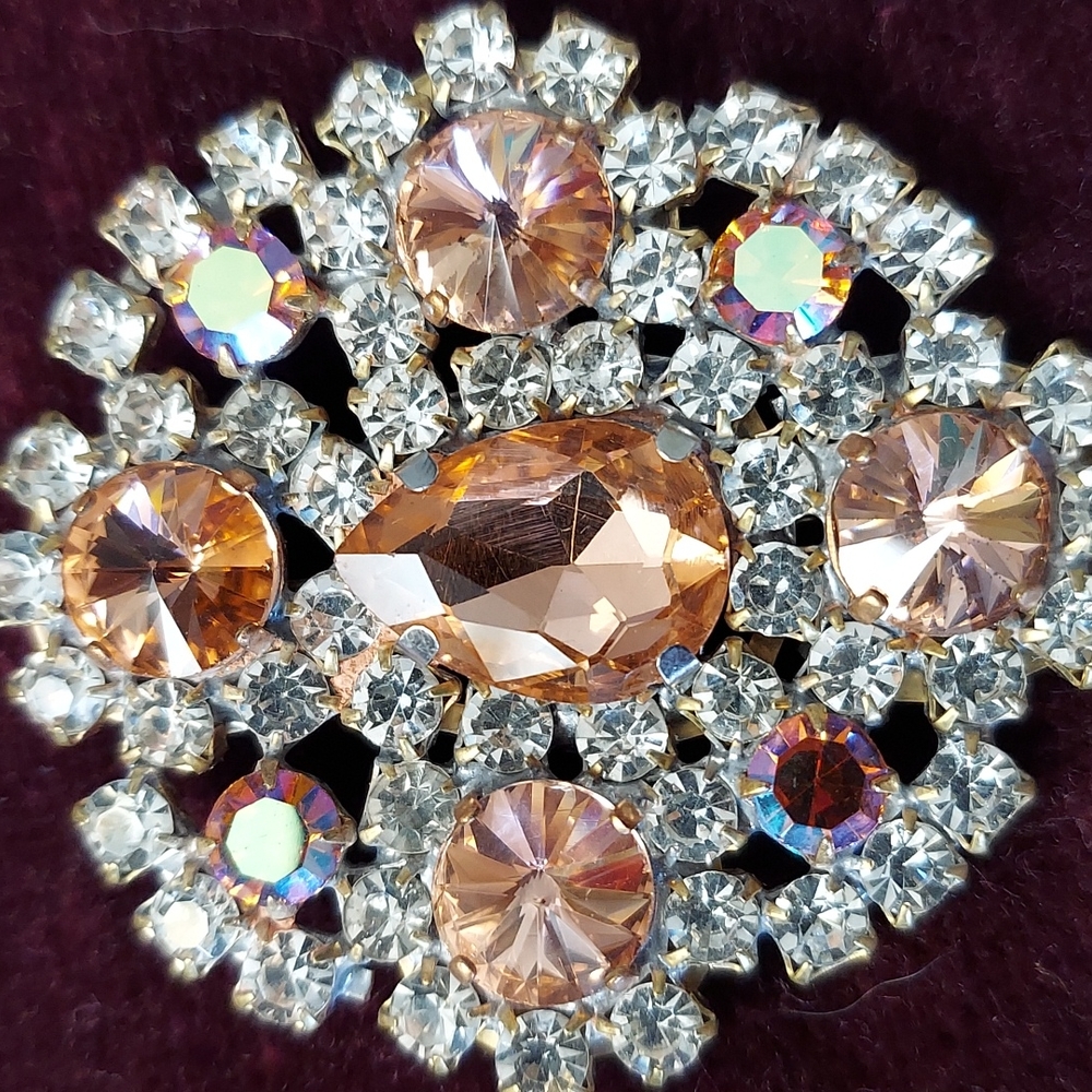 Czechoslovakian Rhinestone Brooch - Picture 2 of 4